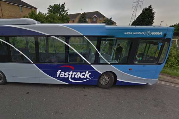 The driver was captured on Google Street View in Joyce Green Lane, Dartford. Picture: Google Street View