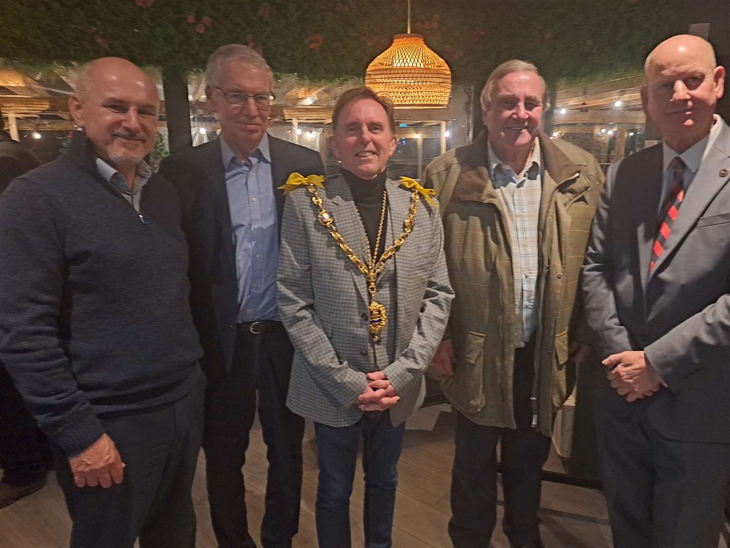 Some of this year's sponsors with the Mayor Derek Mortimer and Dave Naghi, from left, Michael Trigg and Robert Green of Gill Turner Tucker solicitors, and Clive Emson of Clive Emson auctioneers