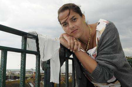 Tracey Emin with her work in Folkestone