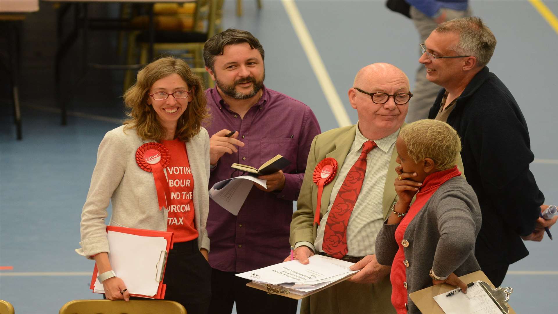 Laura Davison (left) and her Labour supporters. Picture: Gary Browne/KM Group