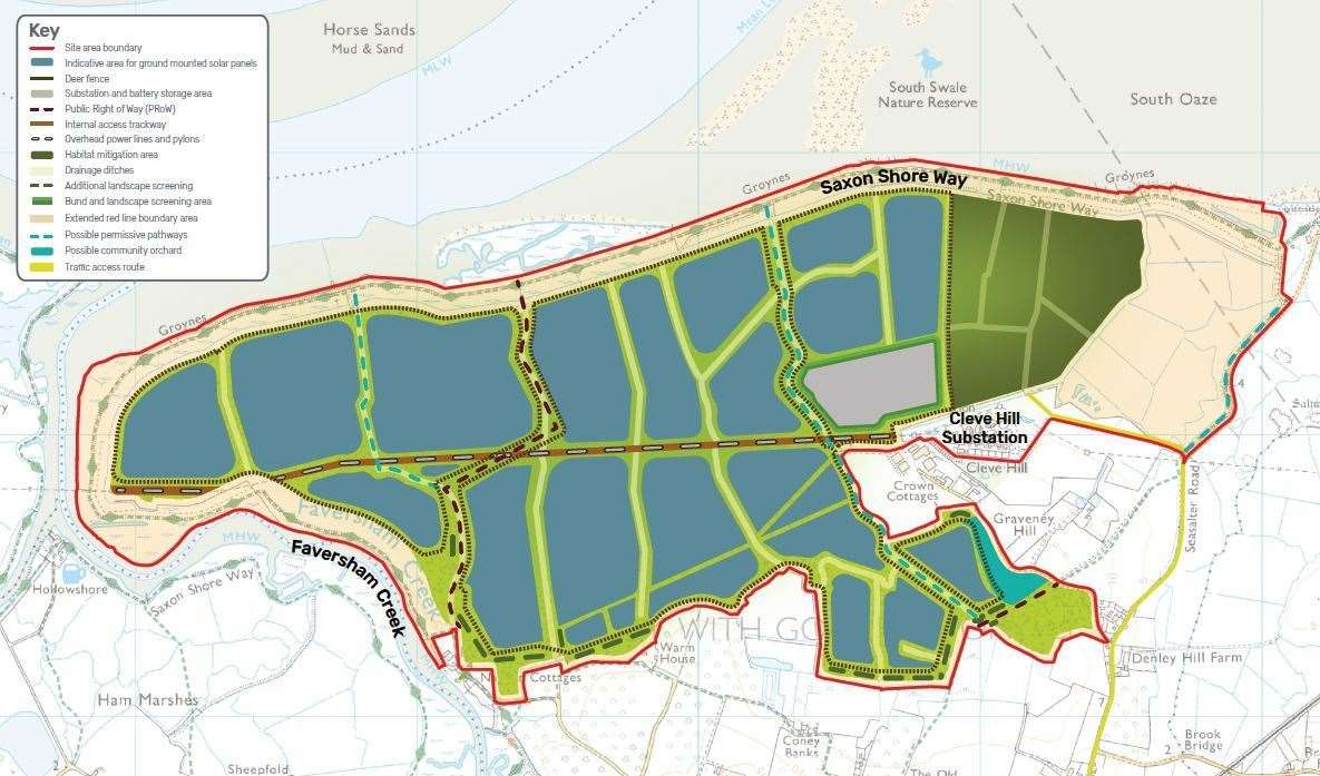 Proposed site for Cleve Hill Solar Park Farm