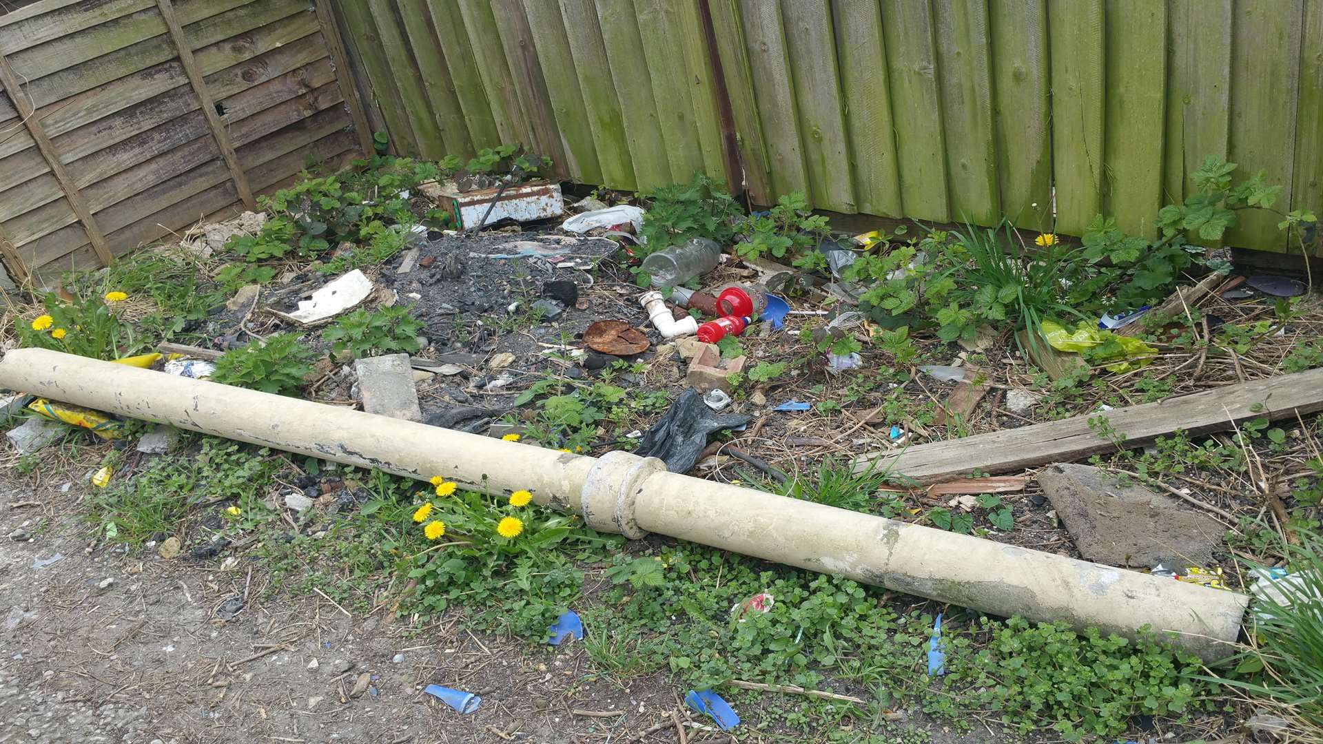 Adrian Swift fears children may have come into contact with this drainpipe which could contain asbestos.