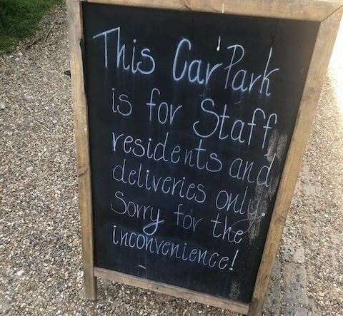 Sign of the times! The car park is reserved for staff, residents and deliveries