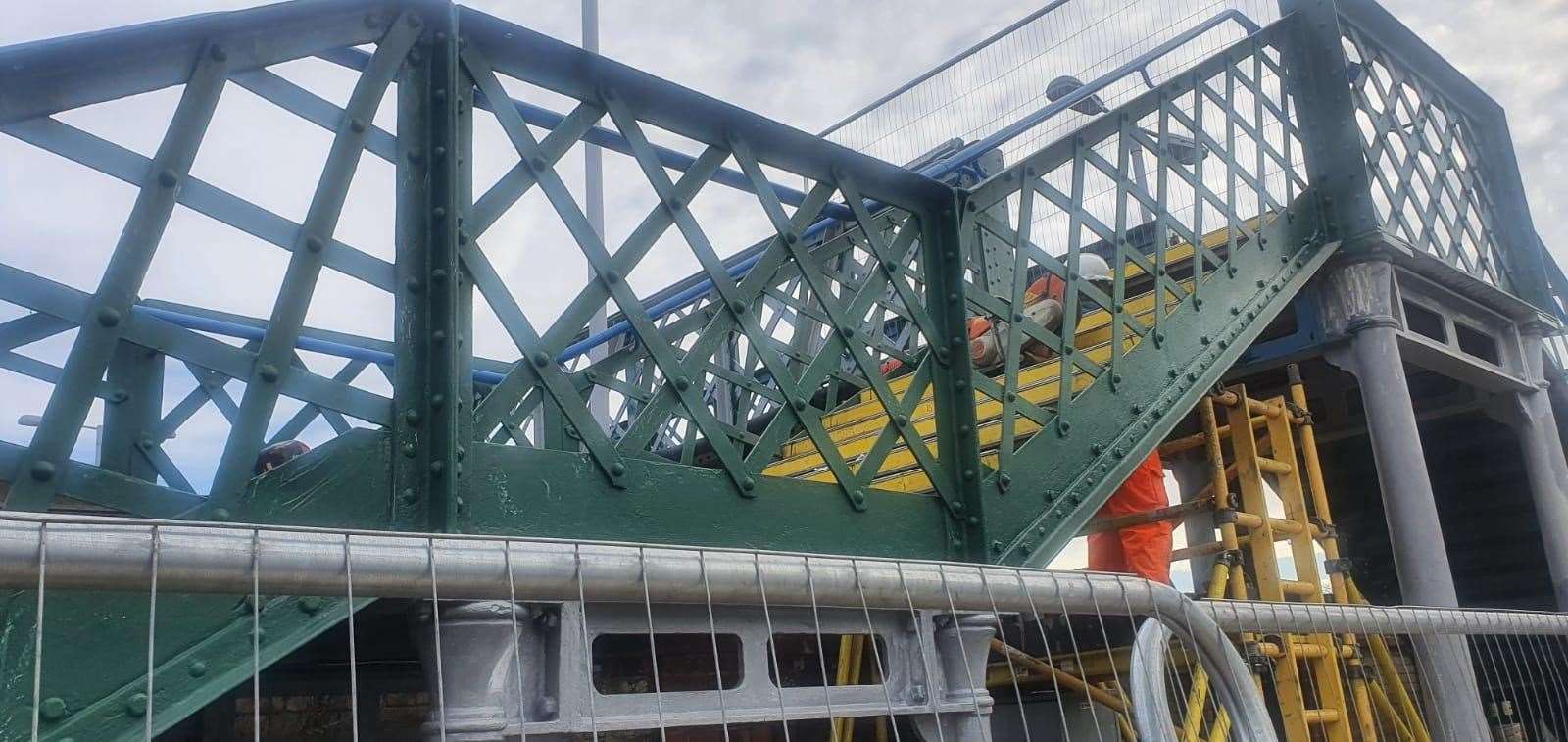 The refurbished foot bridge at Snodand Station