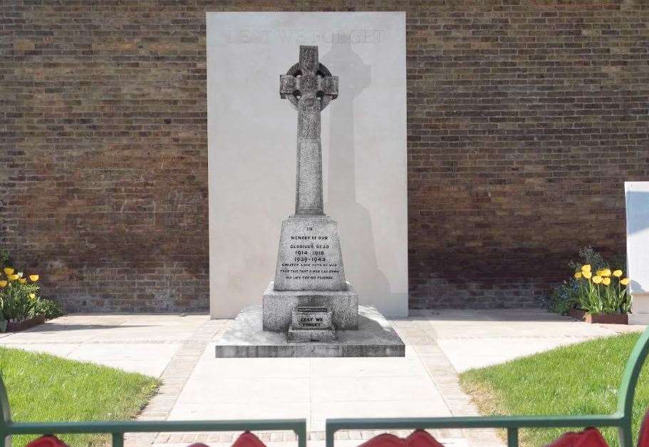 An image showing how the cross could look if relocated to within the memorial garden