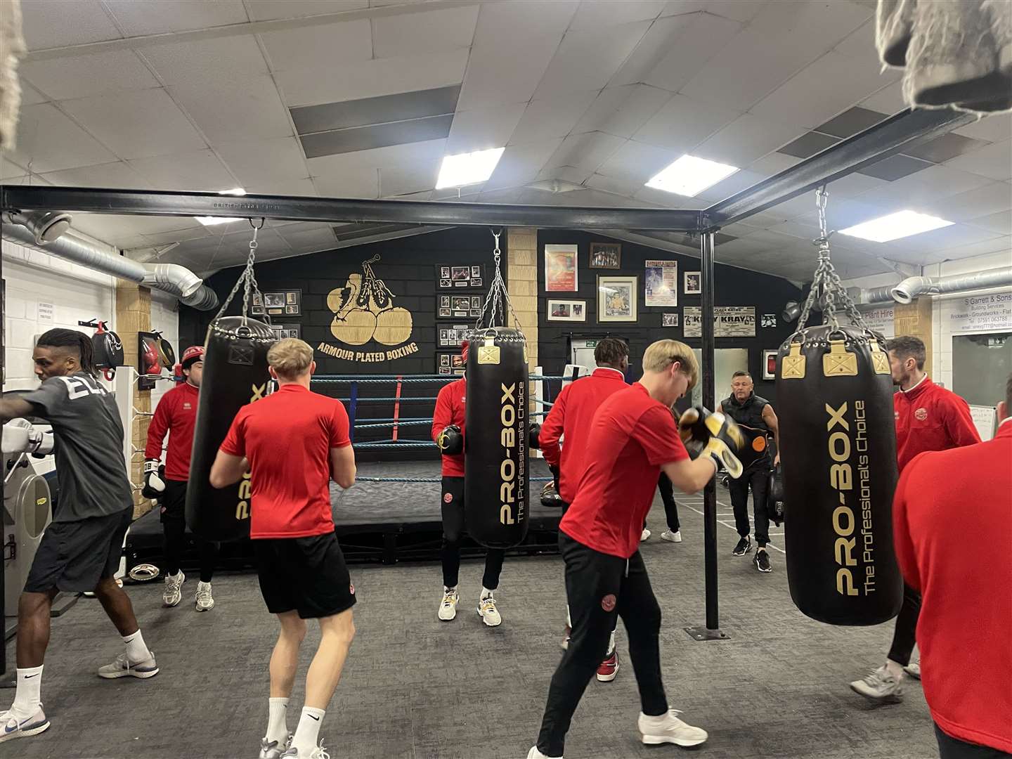 Chatham Town doing boxing workout with Johnny Armour at the Armour Plated Boxing gym