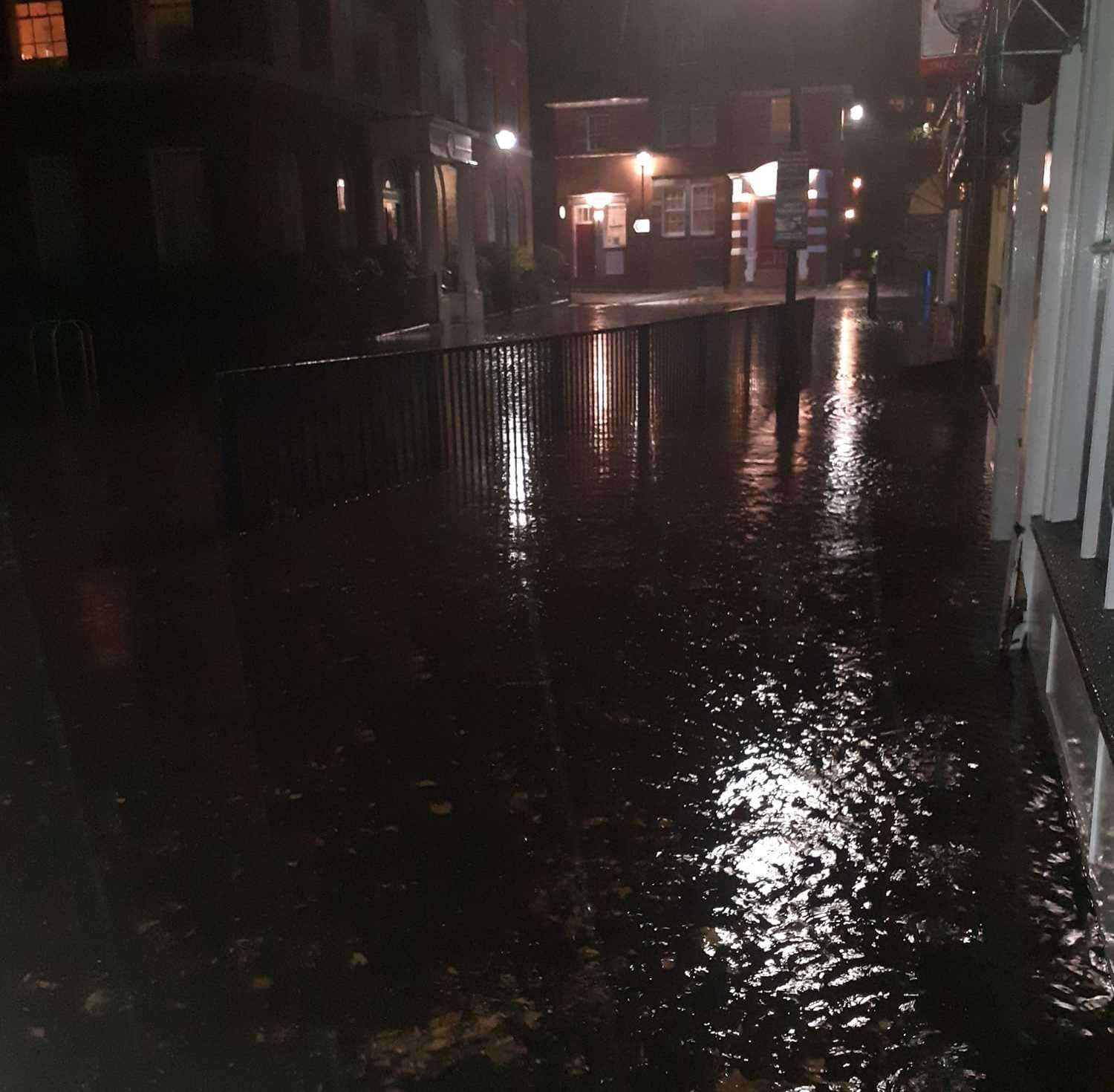 Flooding in Hythe High Street. Photo: Diana Chapman