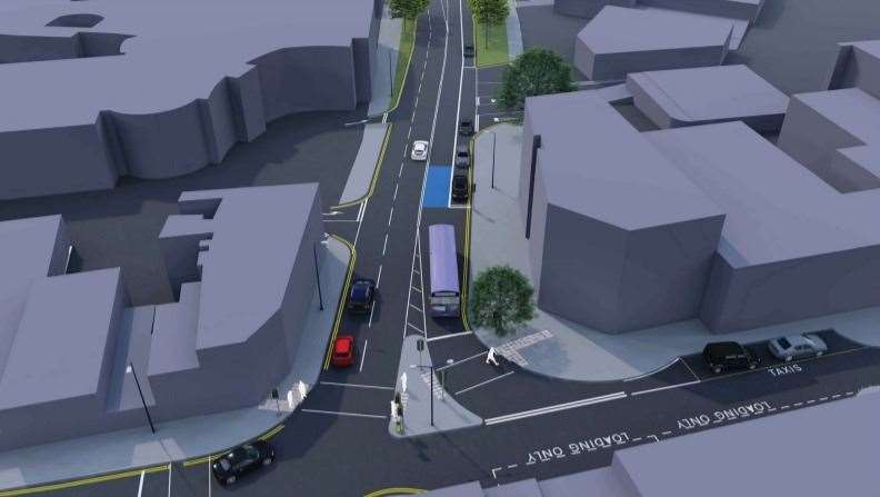 Artist impression of the proposed bus lane in Bath Street, Gravesend. Picture: KCC