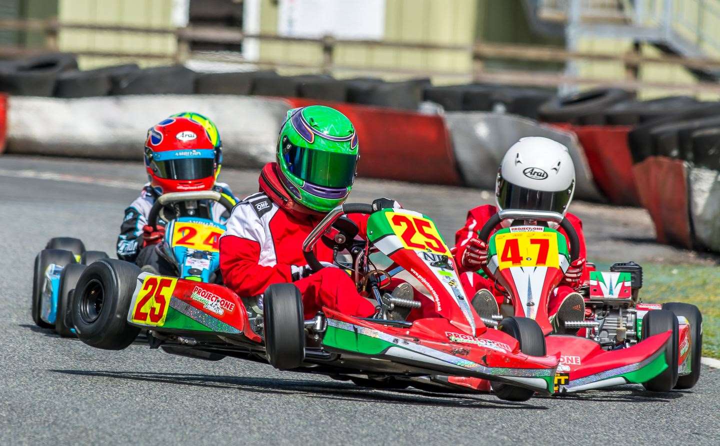 Close action in a Honda Cadet final in May 2015. Picture: Paul Babington