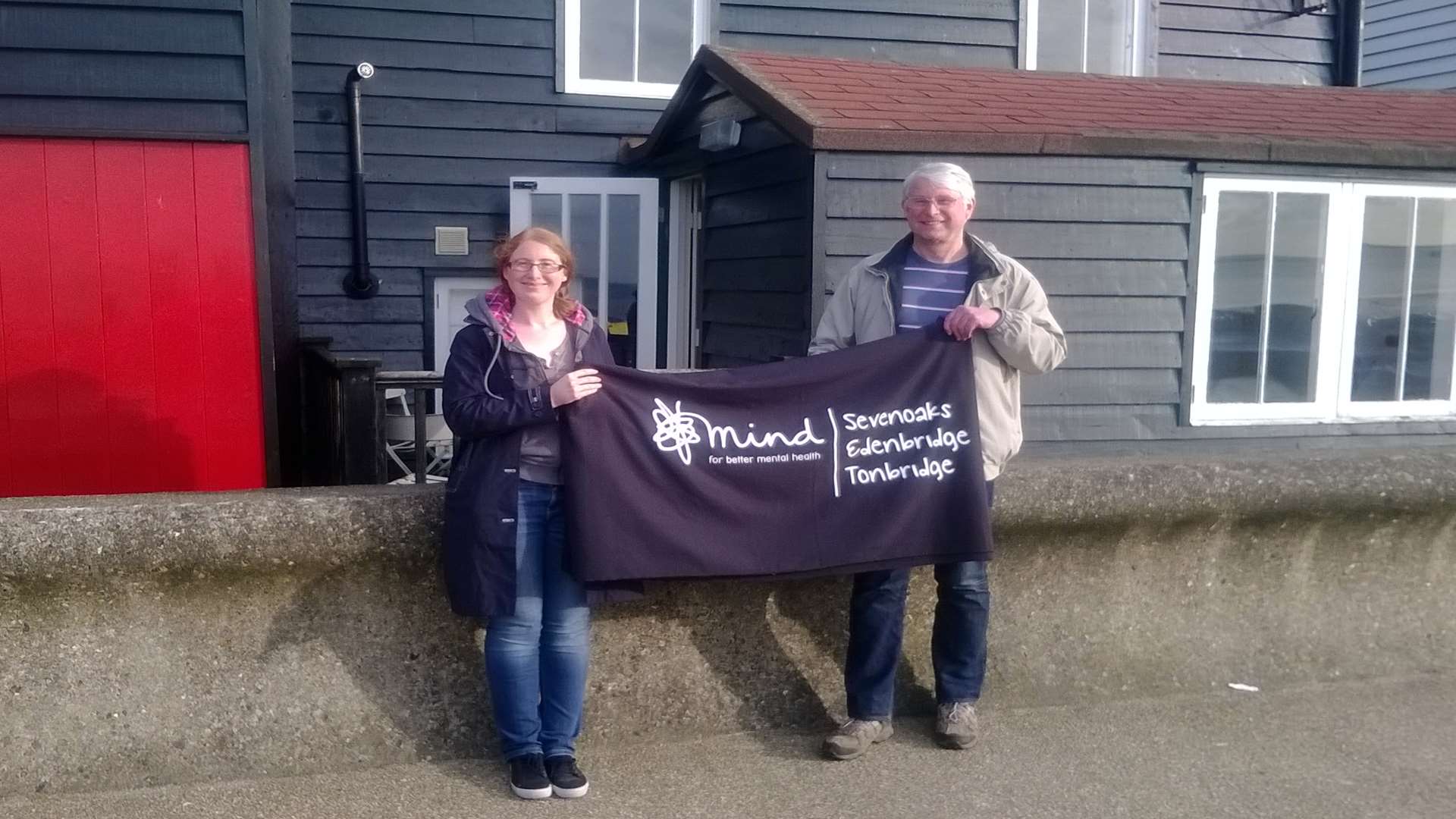 Chris Morgan and his daughter Katy enjoying the prize of a weekend at a Whitstable Fisherman's Hut after Chris was the biggest individual fundraiser at the KM Abseil Challenge in Maidstone