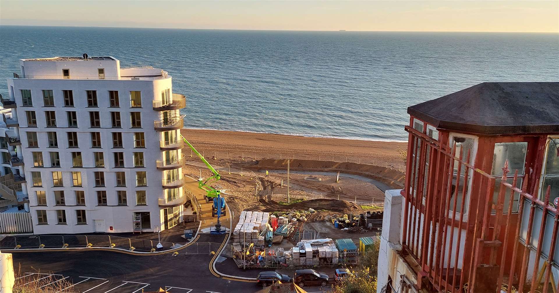 Residents have started to move into the flats on Folkestone beach as work continues on the site