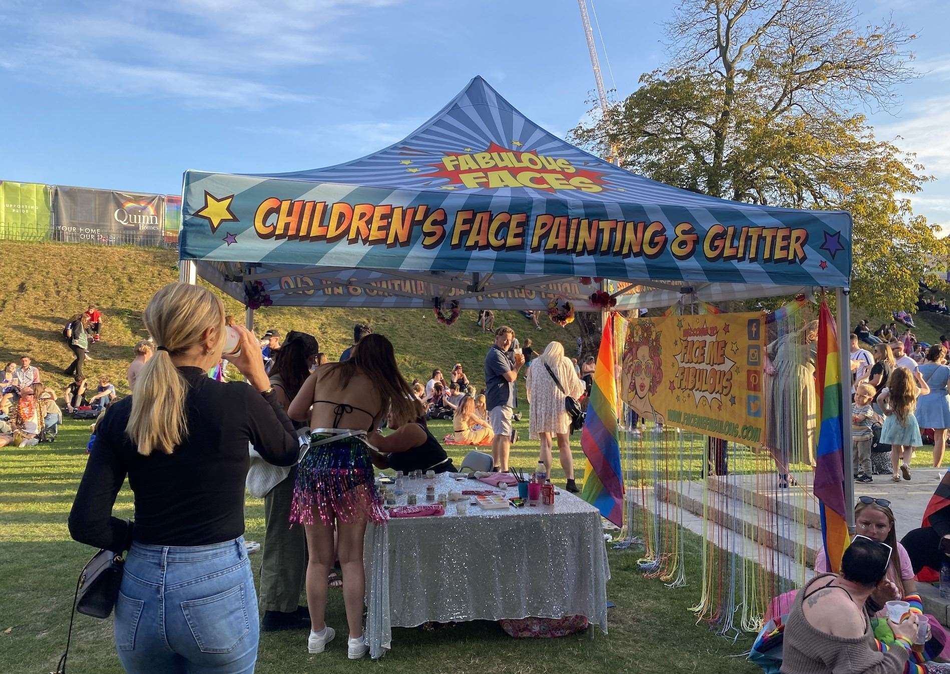The event claimed to be family friendly and hosted a children's tent at the back of the crowd