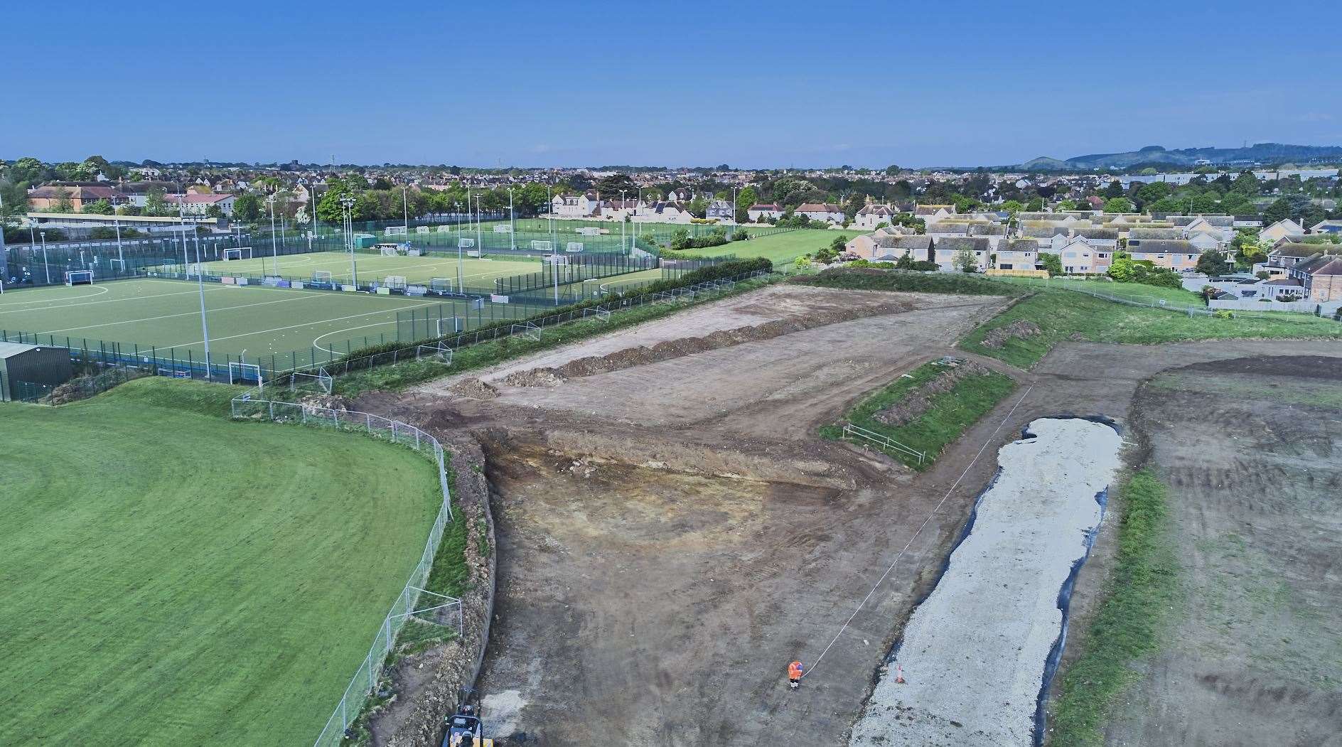 Latest views of the ongoing work on the new athletics track at the Three Hills Sports Park in Folkestone. Picture: The Sports Trust