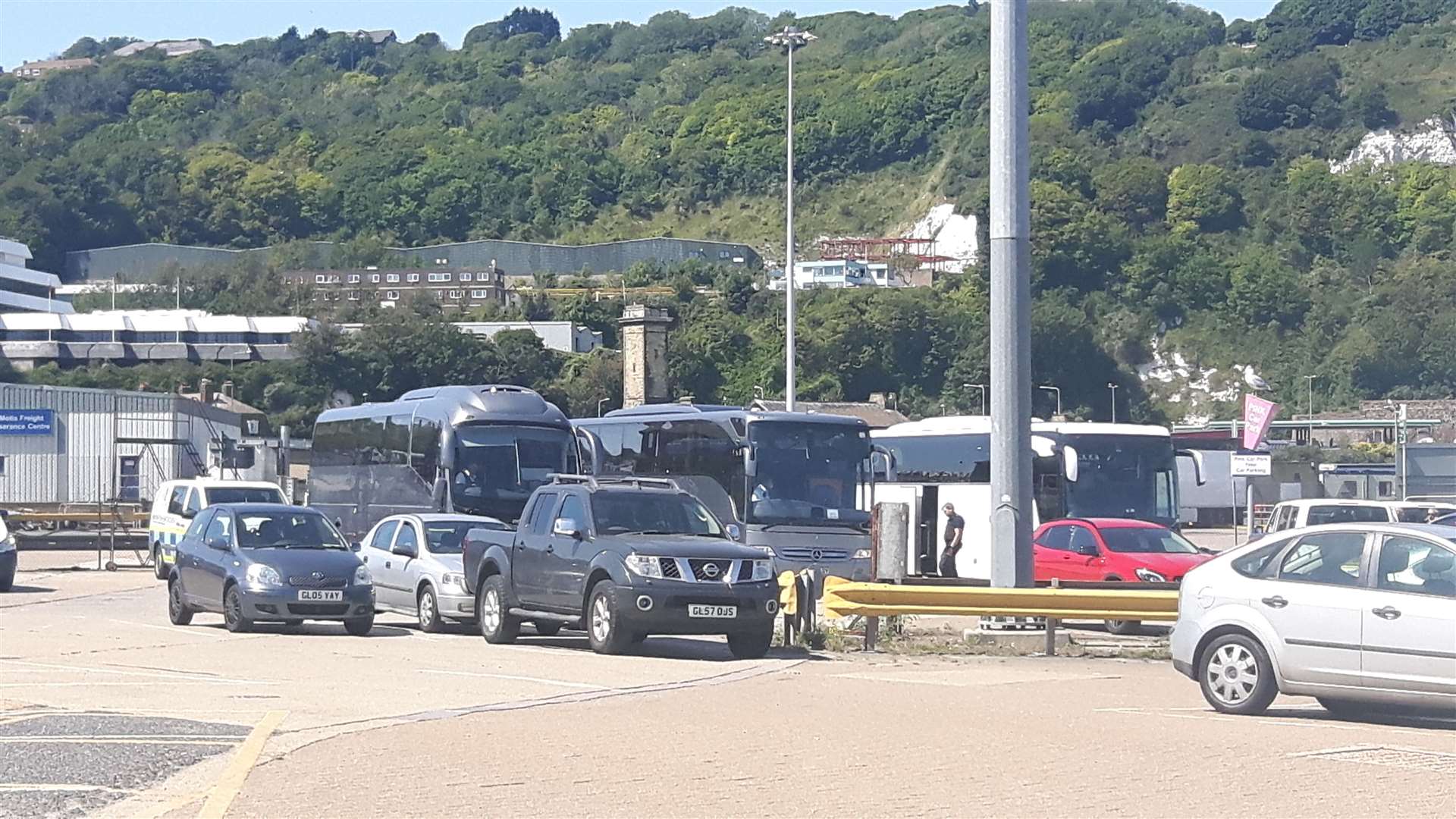 Coaches containing migrants brought ashore this morning