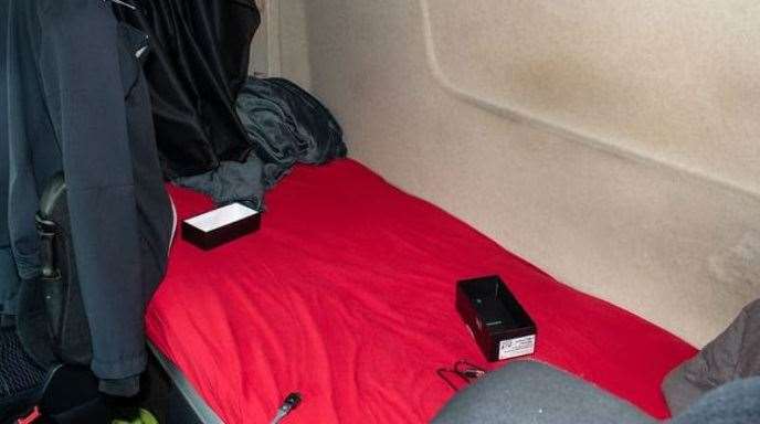 The bunk behind the lorry driver's seat. Picture: Metropolitan Police