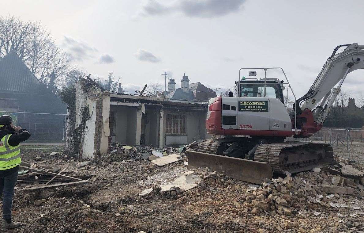 The demolition of the former farmhouse in Herne Bay