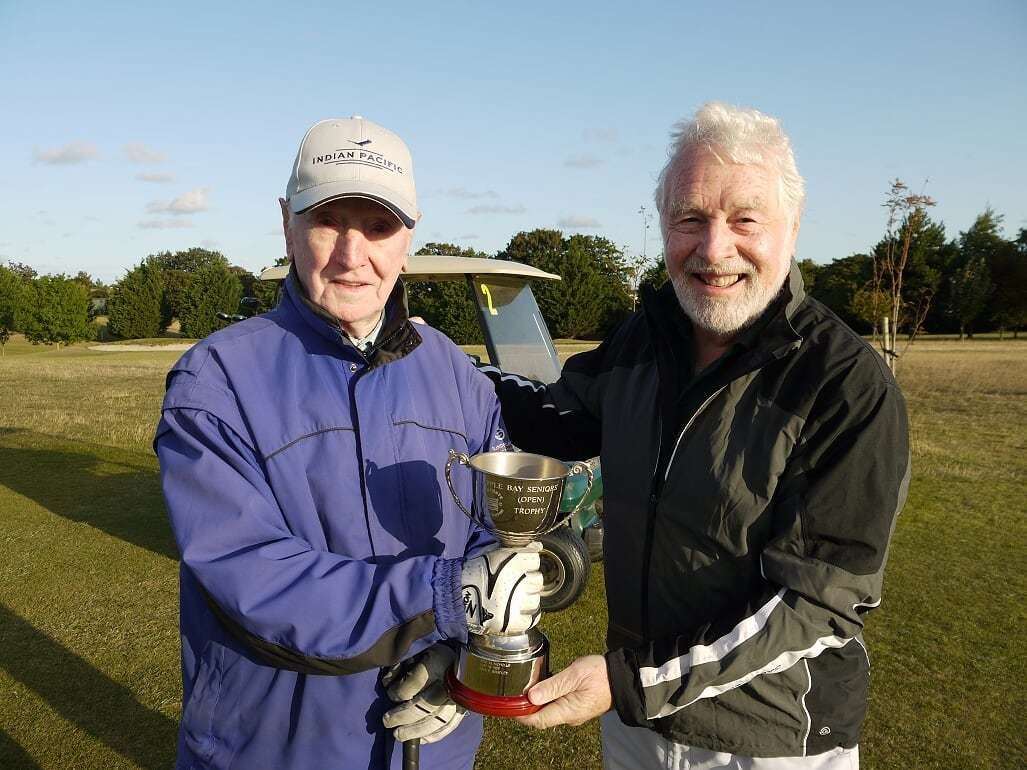 Ron Fage accepting the trophy from senior section captain David Allen (16220104)