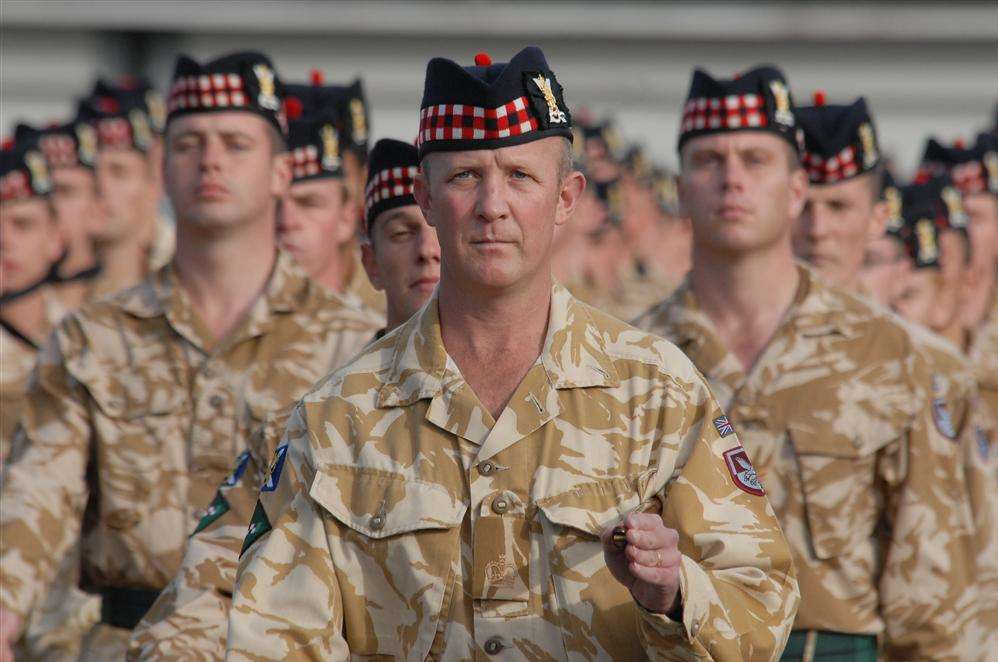 Argylls as they return to Howe Barracks, Canterbury after serving in Afghanistan