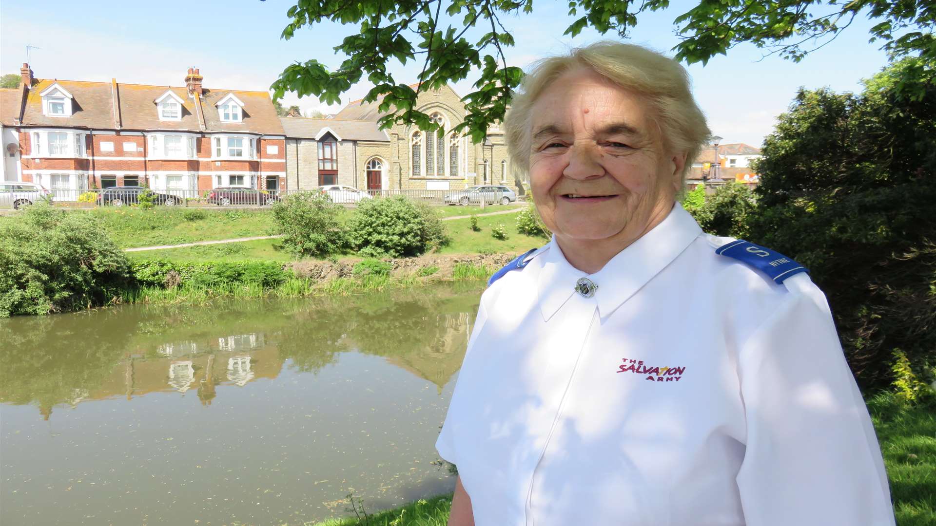 Grandma Lilian Cardy, at the Royal Military Canal in Hythe. She's raising money for the town's Salvation Army.