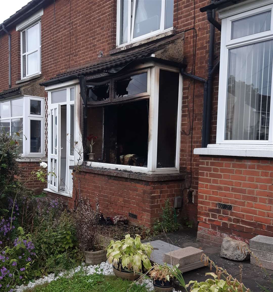The house damaged by fire on Loose Road, opposite the junction with Sheals Crescent, Maidstone (51217746)