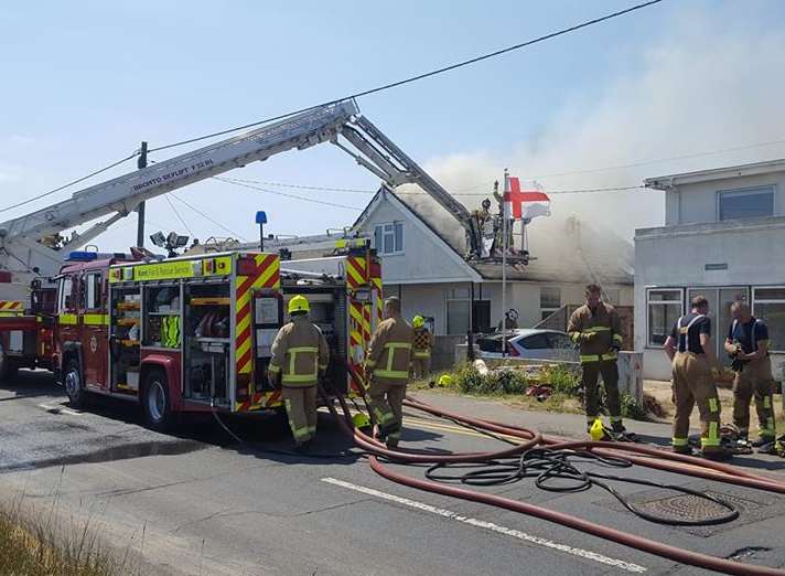 The fire crews have been in Greatstone for hours. Picture: Maurice John Smith