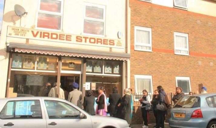 A queue for jalebis outside Virdee Stores in Arthur Street, Gravesend