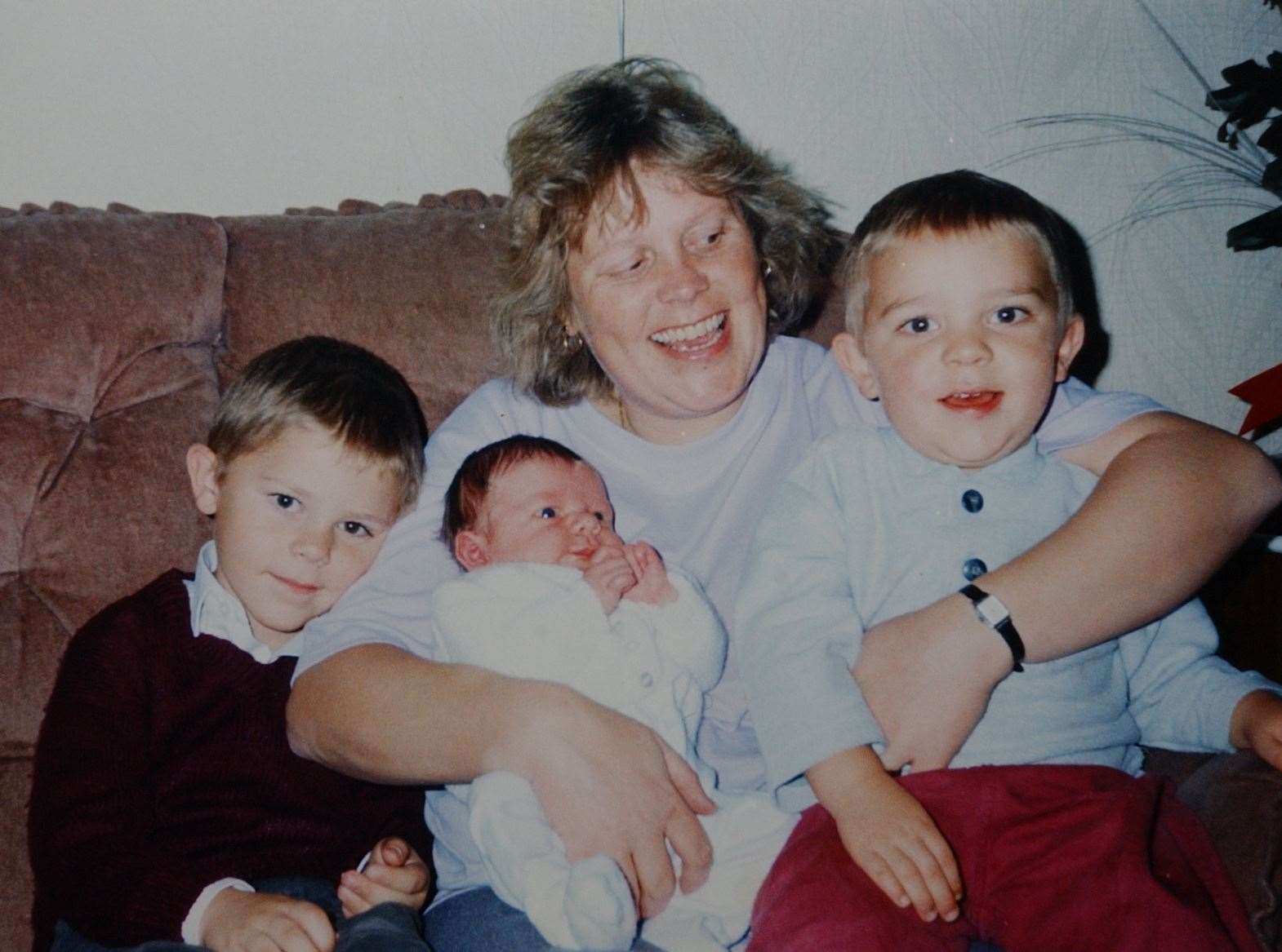 Debbie Griggs with children Jeremy, Jake and baby Luke