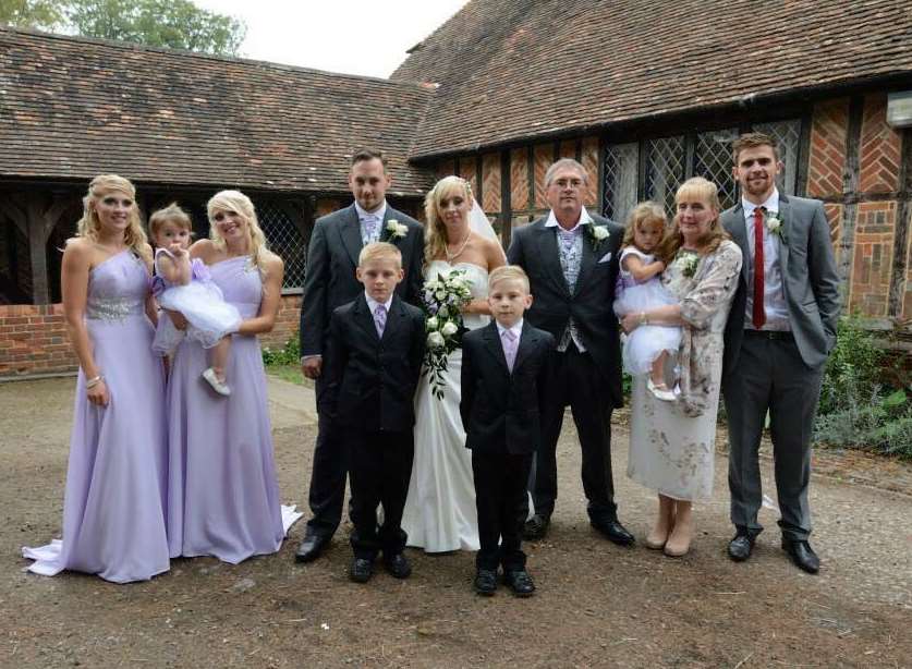 Ian Wall with his family at the wedding of his daughter Lisa