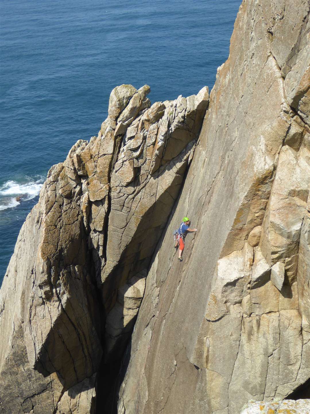 Toby Ernster on Double Diamond on Lundy Island in the Bristol Channel