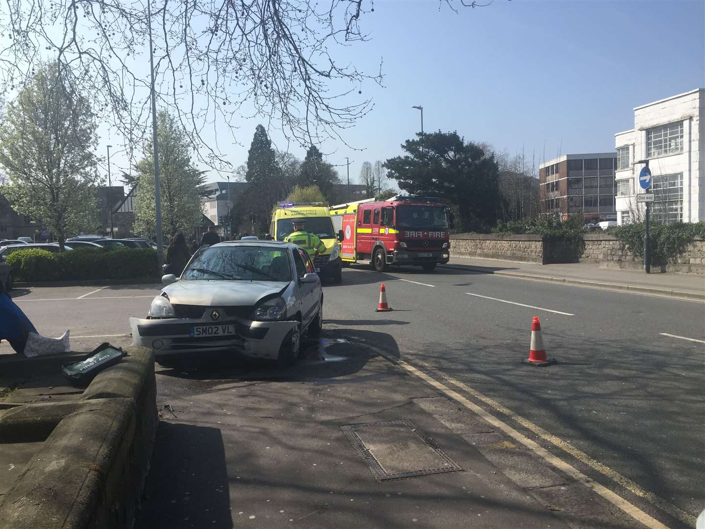 The car crashed into a wall by the entrance of Palace Avenue car park