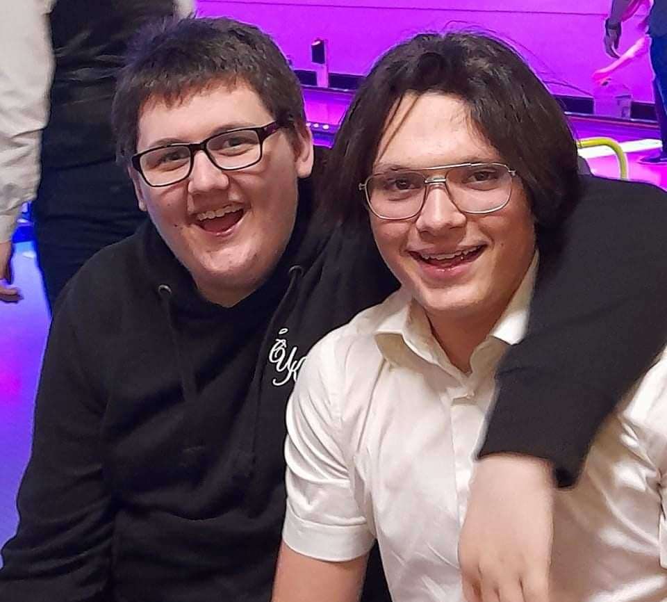 Ethan (left) with Ben Brazil, who was another passenger in the crash and attempted CPR on Ethan despite being injured himself