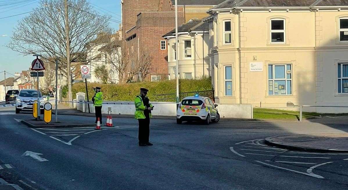 Police in Upper Grosvenor Road, Tunbridge Wells, after the stabbing