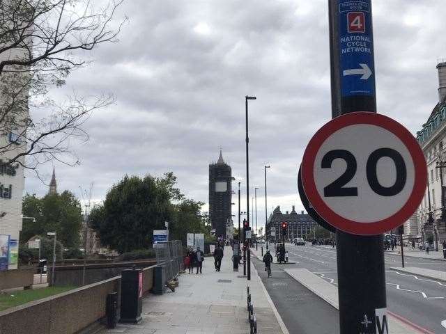 In London, even many major routes such as Westminster Bridge (pictured) are limited to 20mph