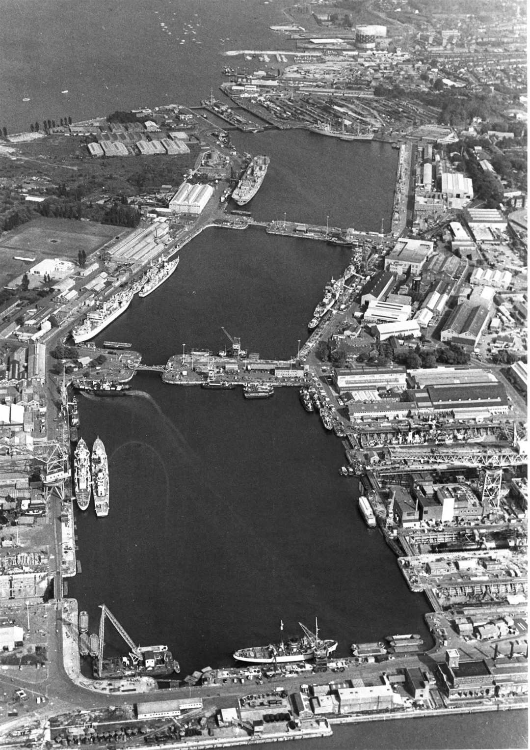A bustling Chatham Dockyard in 1975