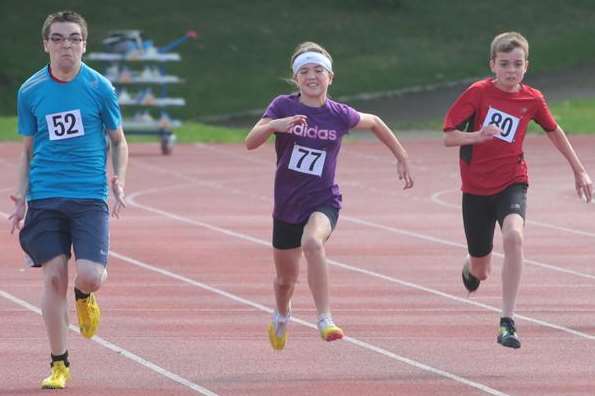 Youngsters tackle the 100m at Medway and Maidstone AC's open meeting Picture: Martin Apps