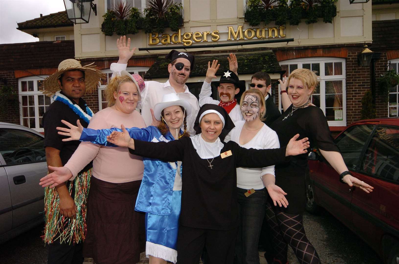 Staff at the Badgers Mount pub in Halstead, Sevenoaks, dress up for a fun day to raise money for the Tsunami appeal in January 2005. It is now a Toby Carvery