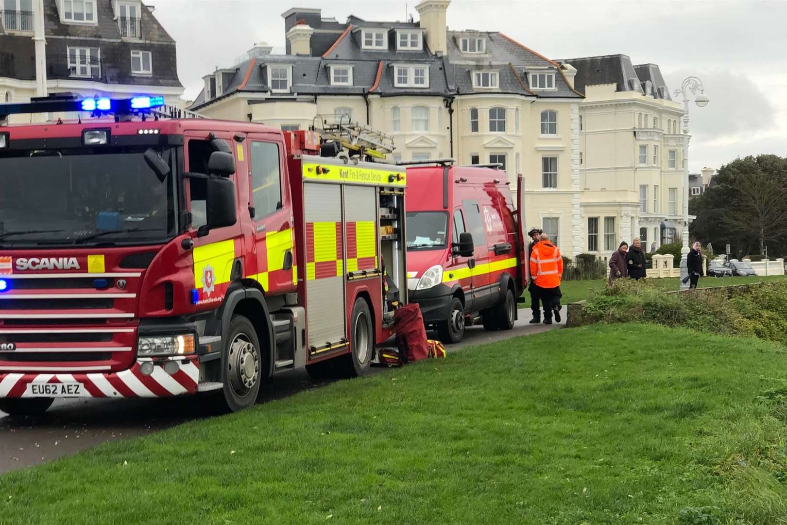 One fire engine and a technical rescue team were called to the Leas. Photo: Peter Phillips