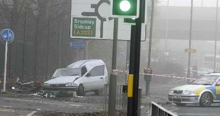 The van at the scene of the crash. Picture: JAMIE GRAY
