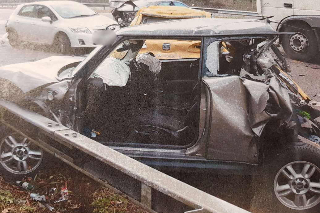 A Mini and Seat were severely damaged in the crash. Picture: Kent Police RPU