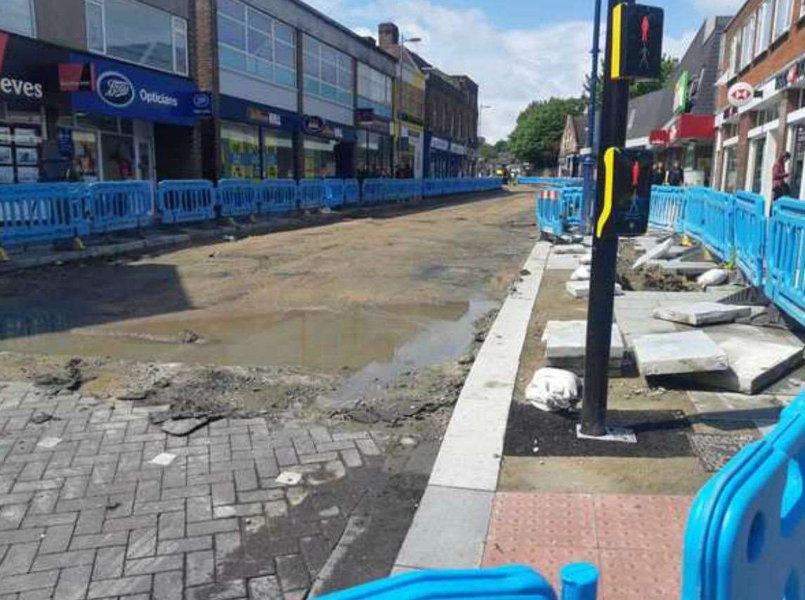 The paving blocks in Strood are being replaced with tarmac as part of the Strood Town Centre regeneration project (10820427)