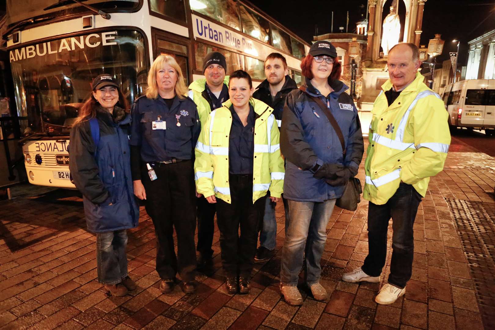 The street pastors with some of the Urban Blue bus team