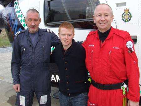 Ex-racing driver Craig Drury thanks the Kent Air Ambulance crew who saved his life.
