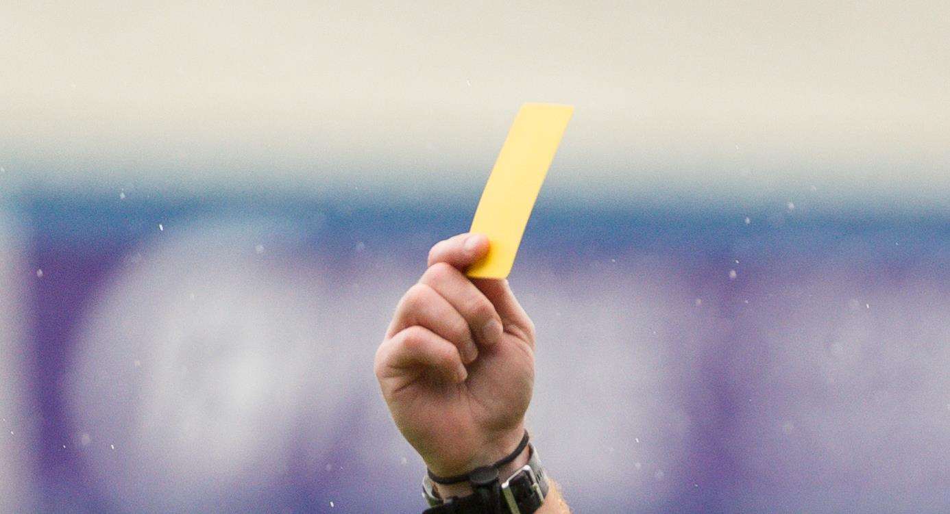 Gillingham vs Peterborough, Priestfield Stadium, .22nd September 2018..referee Lee Swabety shows the yellow card. (5486683)