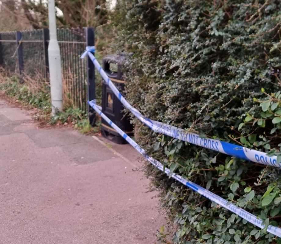 Police cordoned off the path in Canterbury. Picture: Dan Giff