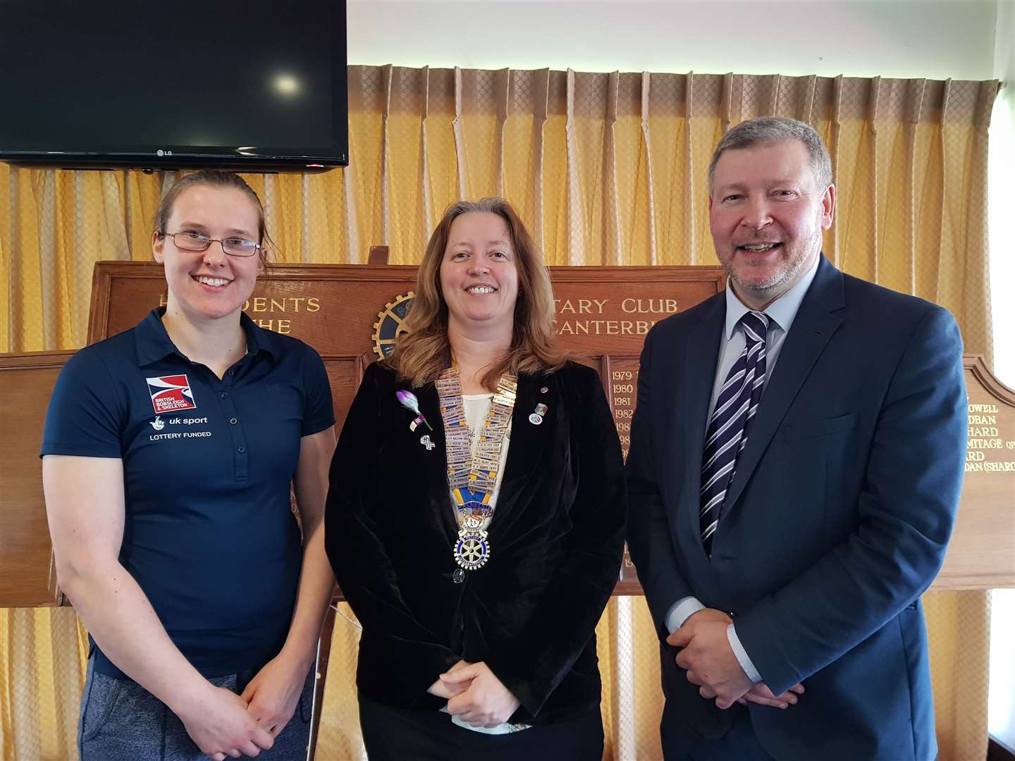 Olympic hopeful Rachel Hanagan with Sharon Jordan, president of the Club Council for Canterbury Rotary, and Simon Dolby of the KM Charity Team. (1307482)