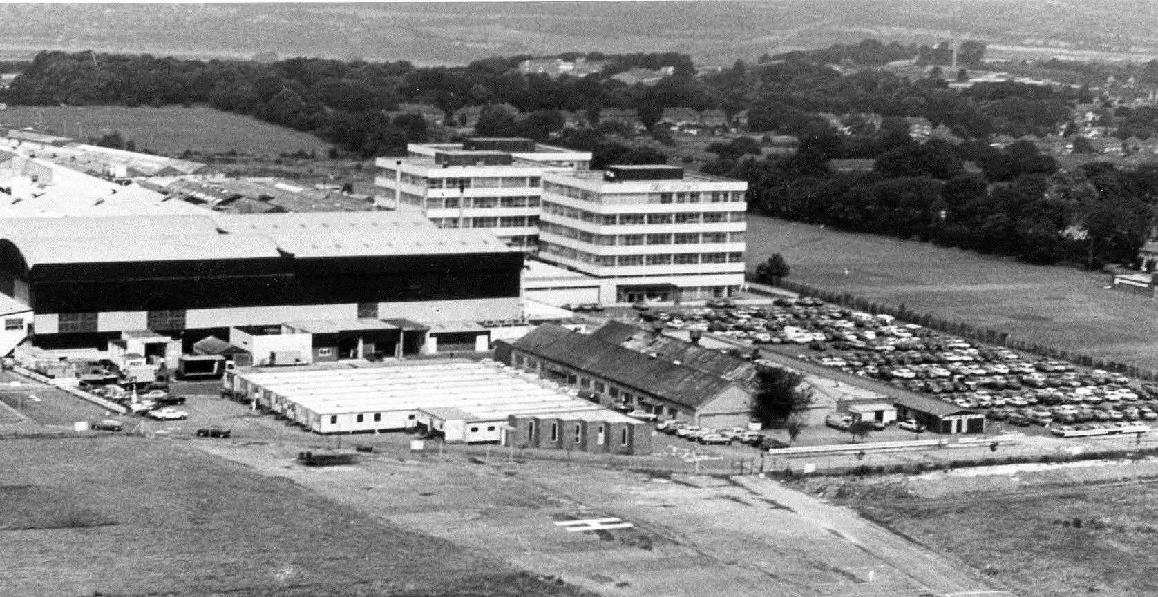 The GEC Avionics factory at Rochester Airport, now BAE Systems, pictured in December 1986