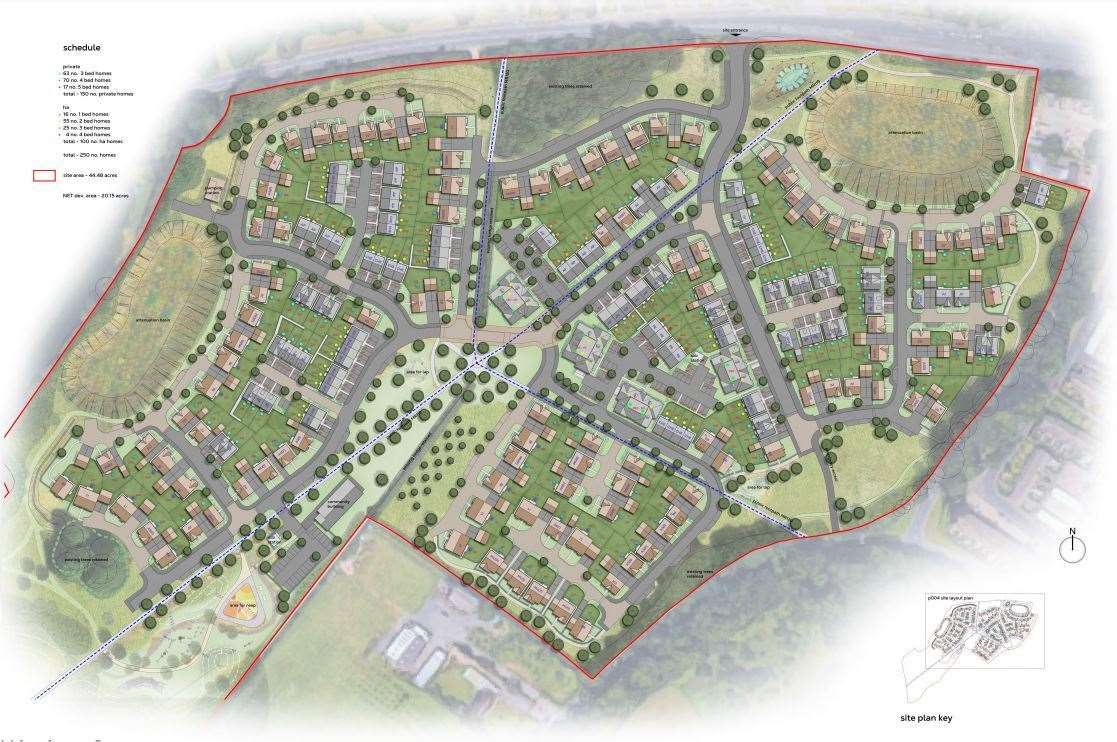 The proposed layout of the site at Forty Acre Field, East Malling