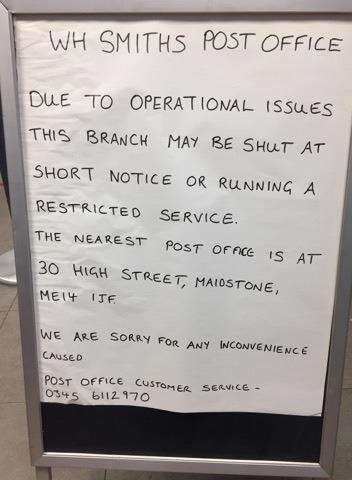 The notice about today's closure, displayed in the Week Street store