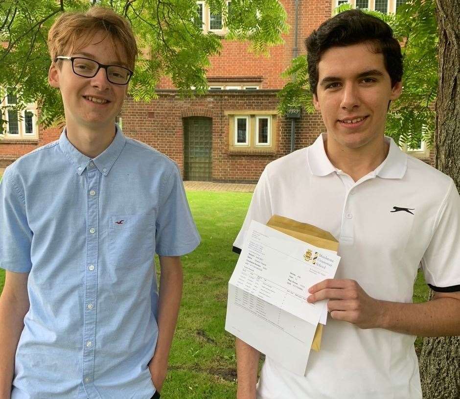 At Maidstone Grammar School, Callum Broderick achieved seven GCSEs at grade 9, four at grade 8 and one at grade 7. Edward Pearce took 12 straight grade 9s