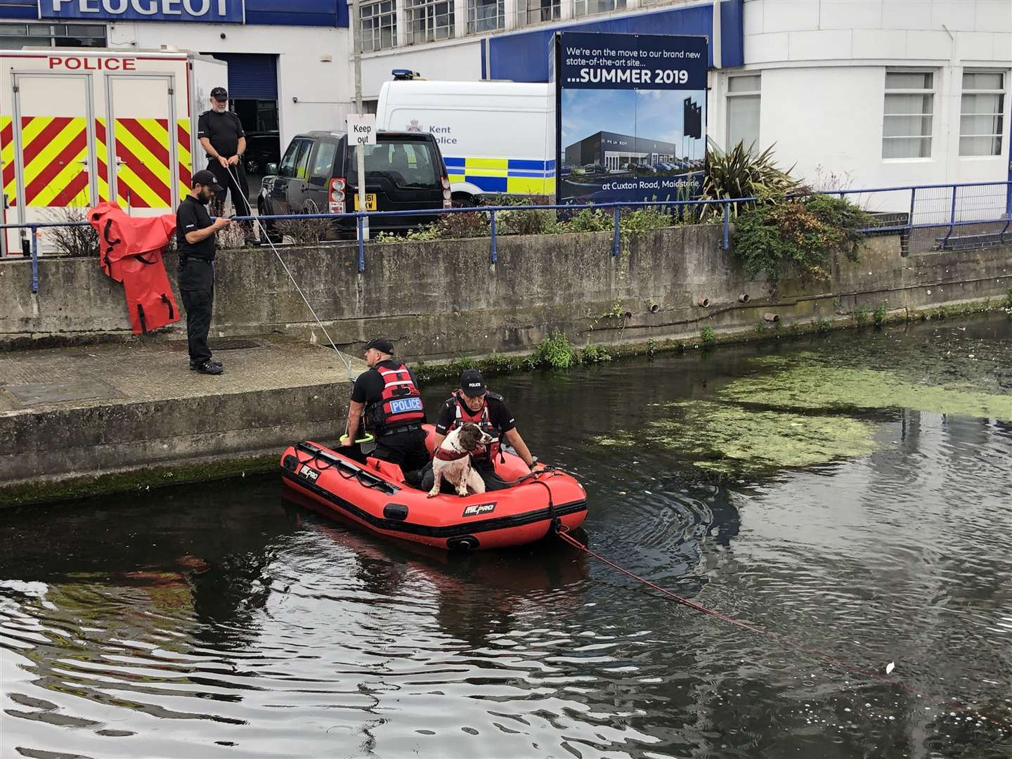 Teams searched the River Len, Maidstone in connection with the Andre Bent murder investigation